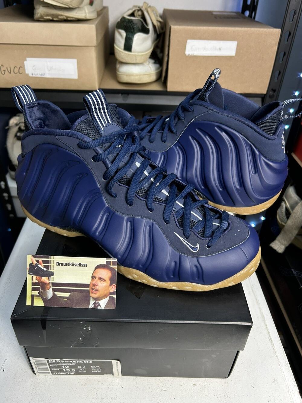 Size 12M/13.5W - Nike Air Foamposite One Navy Gum Sz 12 314996-405 Pre-Owned